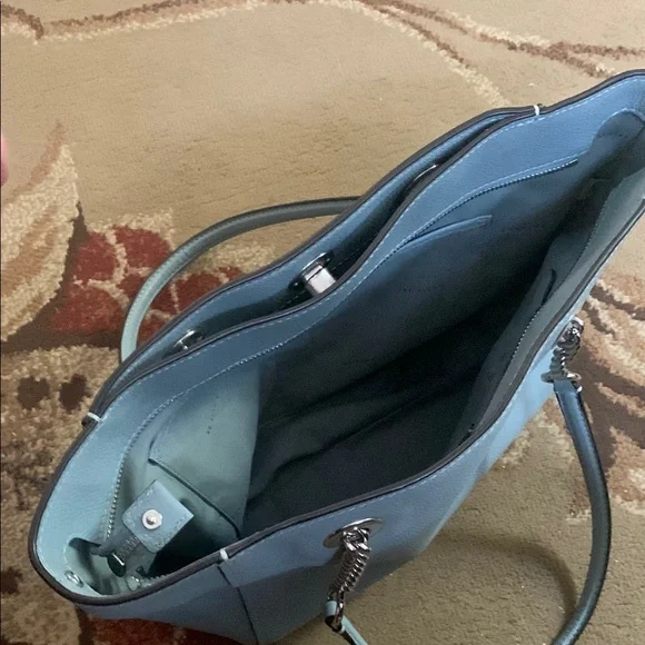 Coach Blue Pebbled Leather Tote - Picture 3 of 6